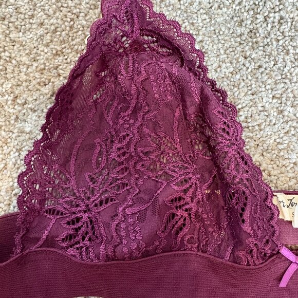 For Love & Lemons Skivvies Lace Bra Bralette Size M/L Maroon Lacy Sexy - Picture 3 of 13